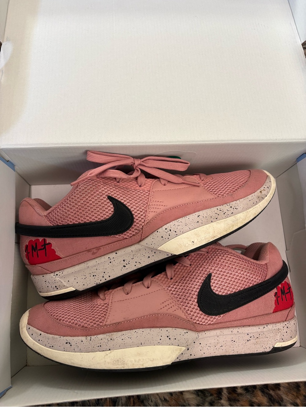 Nike Ja Morant 1 Bite Red Stardust Black Pink FV1286-600 Men's Size 10.5 w box